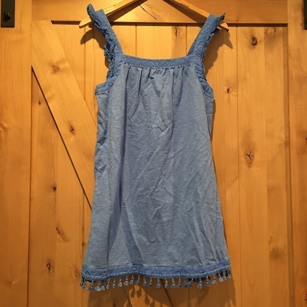 Vineyard Vines Ruffle and Tassel Trim Mini Dress Blue Size S